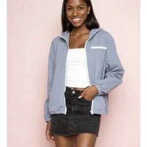 Brandy Melville John Galt Krissy Hooded Full Zip Light Blue Jacket OS Small